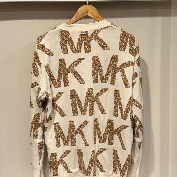 Michael Kors Knit Logo MK  Tan/Creme sweater - Picture 7 of 8